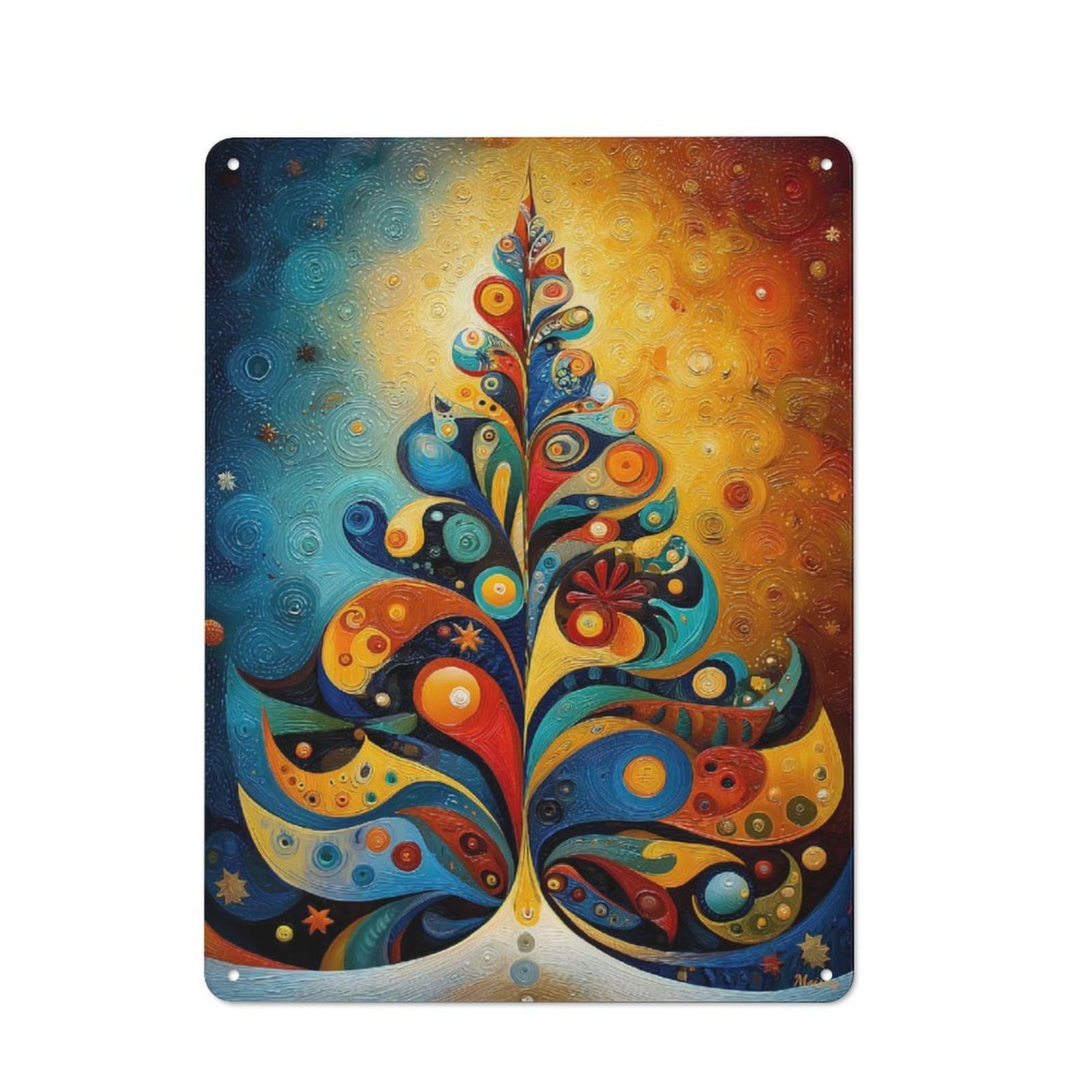 Junmoney Celestial Tree Of Light – Abstract Holiday Ge Industrial Metal Sign With Ometry Design 40X30cm, Modern Retro Loft Wall Plaque For Workspace, Cafe, Hallway Or Garage