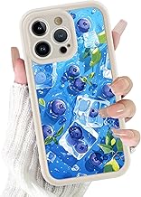 Phoona Coque pour iPhone 13 Mini 5.4",Souple Étui Aesthetic Motif Dessin Durable Silicone Housse Antichoc Anti-Rayures Camera Protection Fine Cover Femmes Filles Case,Blueberry