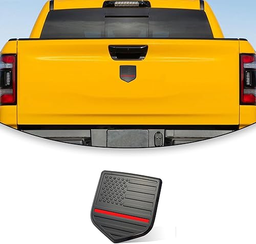 Miniatura 5 de Fit RAM - Emblema de la bandera estadounidense para portón trasero y trasero, ABS compatible con Dodge RAM 1500 2500 3500 2009-2018 (línea roja)