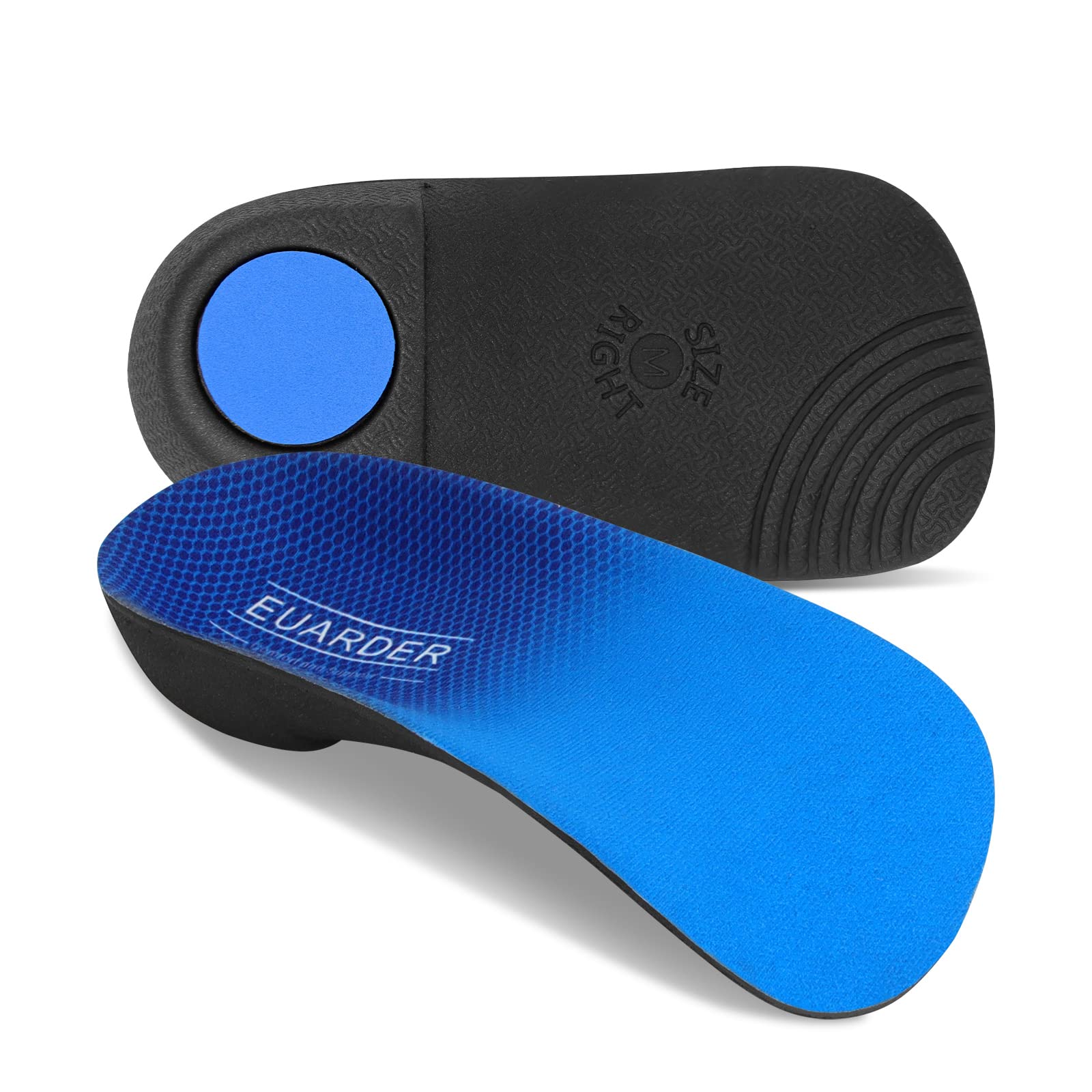 High Arch Supports Insoles for Women/Men, EUARDER 3/4 Length Orthotics Inserts for Flat Feet, Over-Pronation, Plantar Fasciitis, Heel Pain Relief, Blue(S:Men 5-6, Women 6-7)