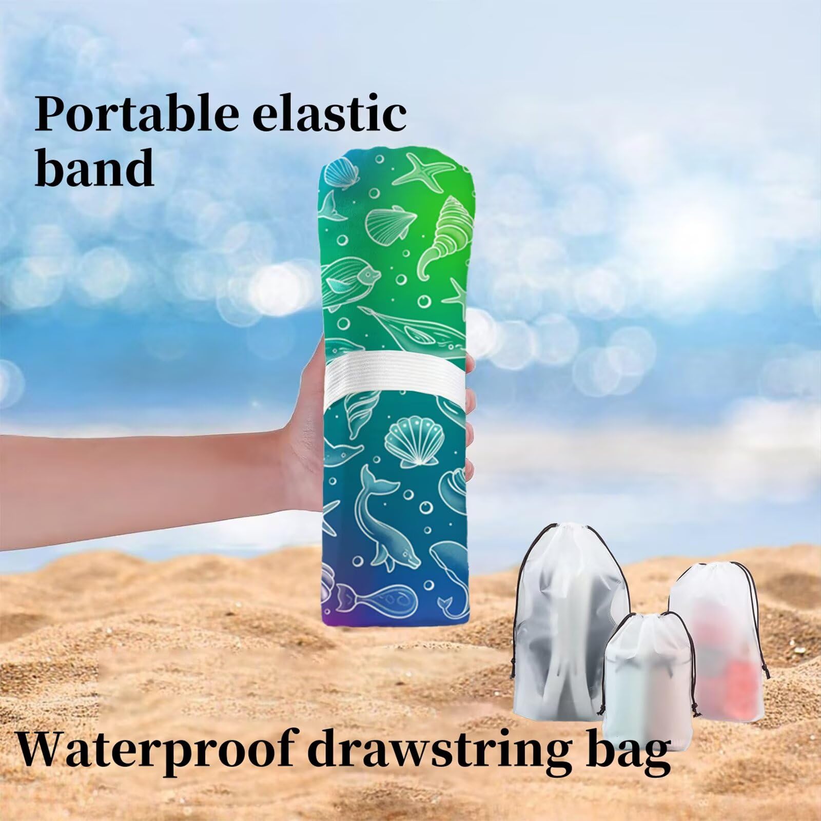 Strandtuch Abstrakte Muscheln Mikrofaser Handtuch Groß 220 x 100 cm, Saunahandtuch Schnell Trocknendes, Sandfreie Stranddecke, Saugfähiges Badetuch, Platzsparende Reisehandtuch, Sauna Zubehör Y1-601