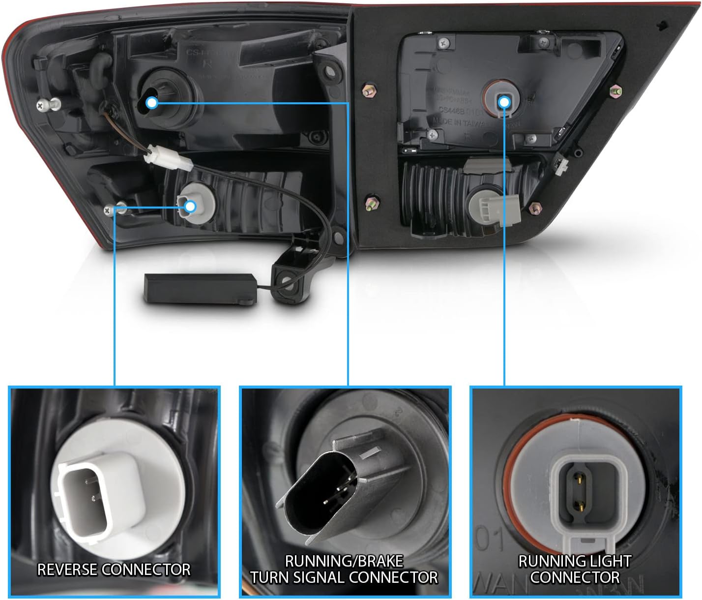 AmeriLite for 2011-2013 Jeep Grand Cherokee WK2 LED Tube Black Replacement Tail Lights Assembly Set - Passenger and Driver Side