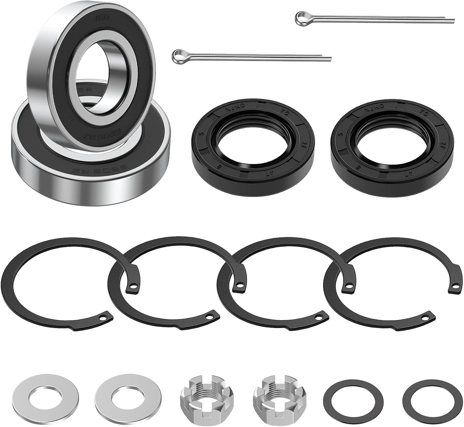 Golf Cart Rear Axle Shafts Bearings Oil Seal Circlip Kit, Suitable for 1994-2009 EZGO TXT Gas Golf Cart, Replace OEM# 26811-G01, 00518G8, 10387-G1, 26814-G01