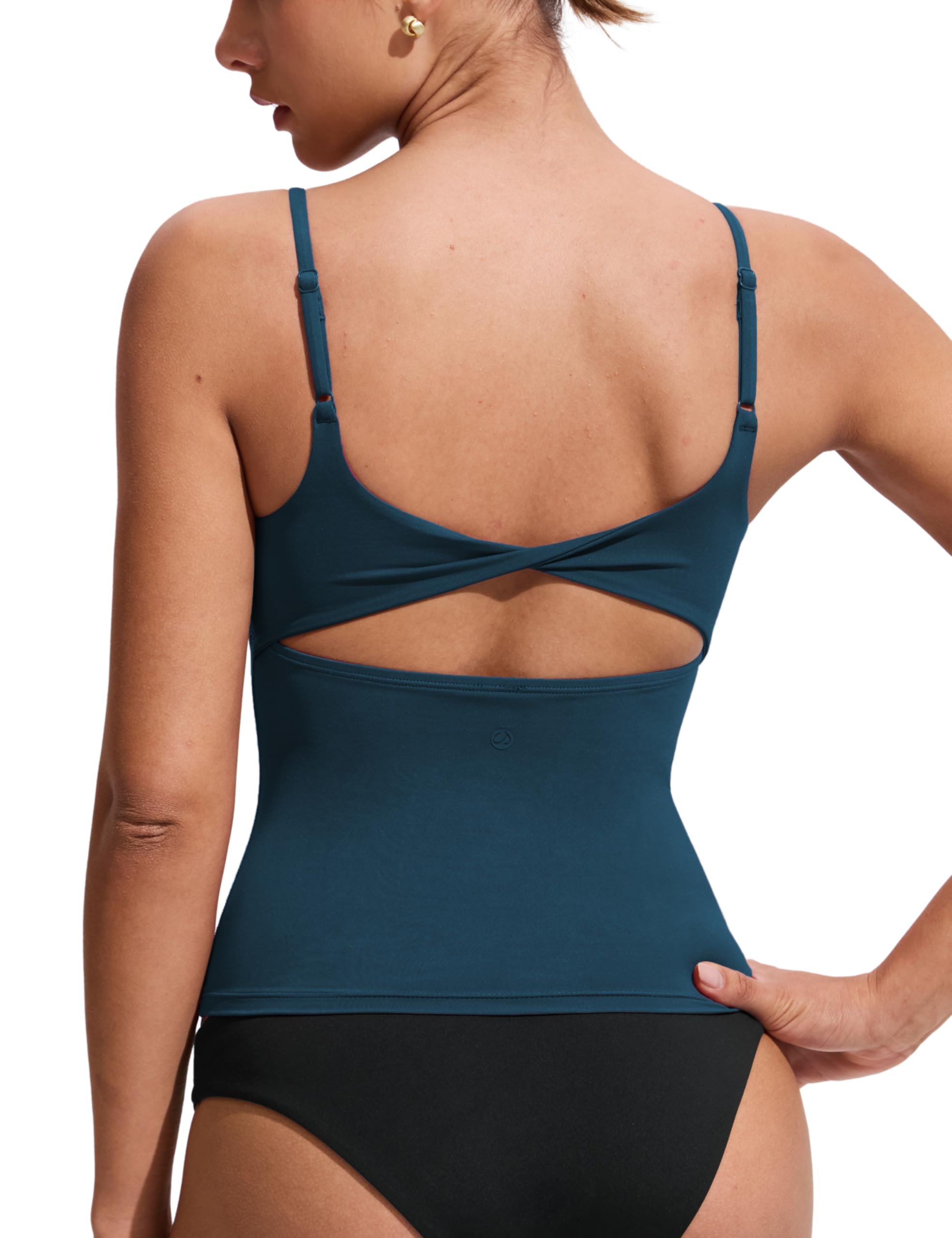 CRZ YOGA Twist Back Hauts de Tankini | Rembourrage Amovible, Bonnet A-D, Longueur Taille, Col en U, Bretelles Réglables, Natation, Maillot de Bain pour Femme