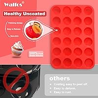 Vista 2 de Walfos Silicone Cupcake Pan Set, 2-Piece Mini 24 Cups Muffin Baking Pan, BPA Free and Dishwasher Safe, Non-stick , Great for Making Muffin Cakes