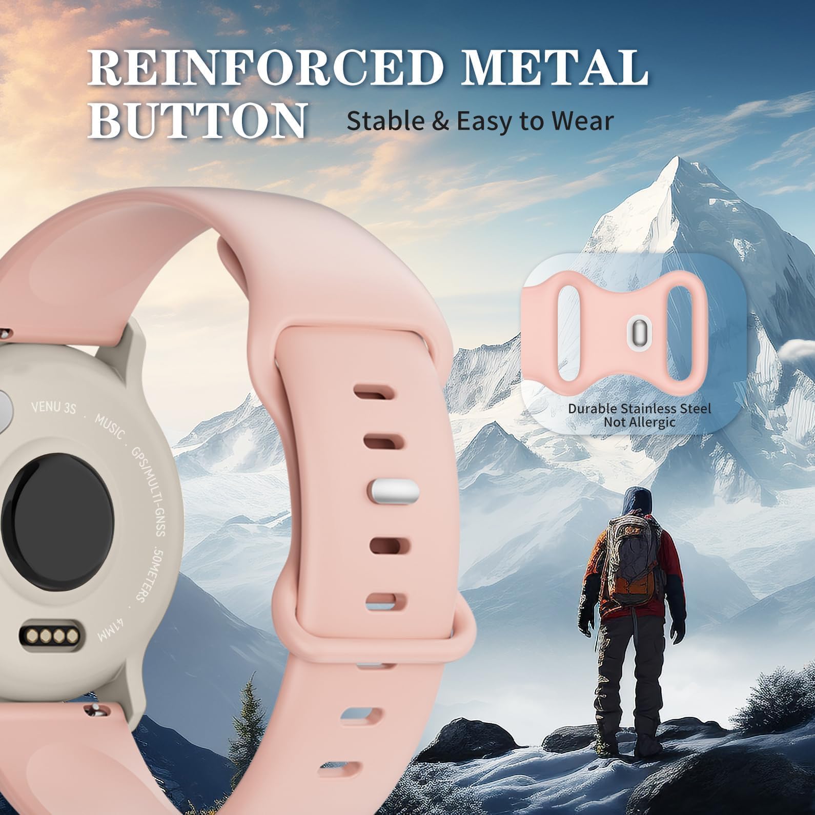Confezione da 5 cinturini in silicone da 18 mm compatibili con Garmin Vivoactive 4S/Vivomove 3S/Venu 3S 41 mm/Venu 2S/Forerunner 255S/265S, cinturini sportivi morbidi a sgancio rapido, per