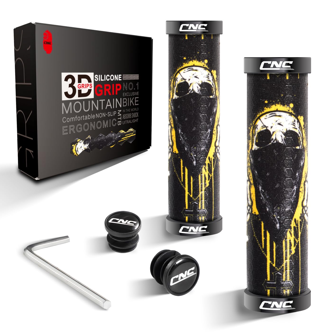 CNC Bike Handlebar Grips,MTB Silicone Grips Design, Gel Grips for Mountain Bike/BMX/Bicycle. …