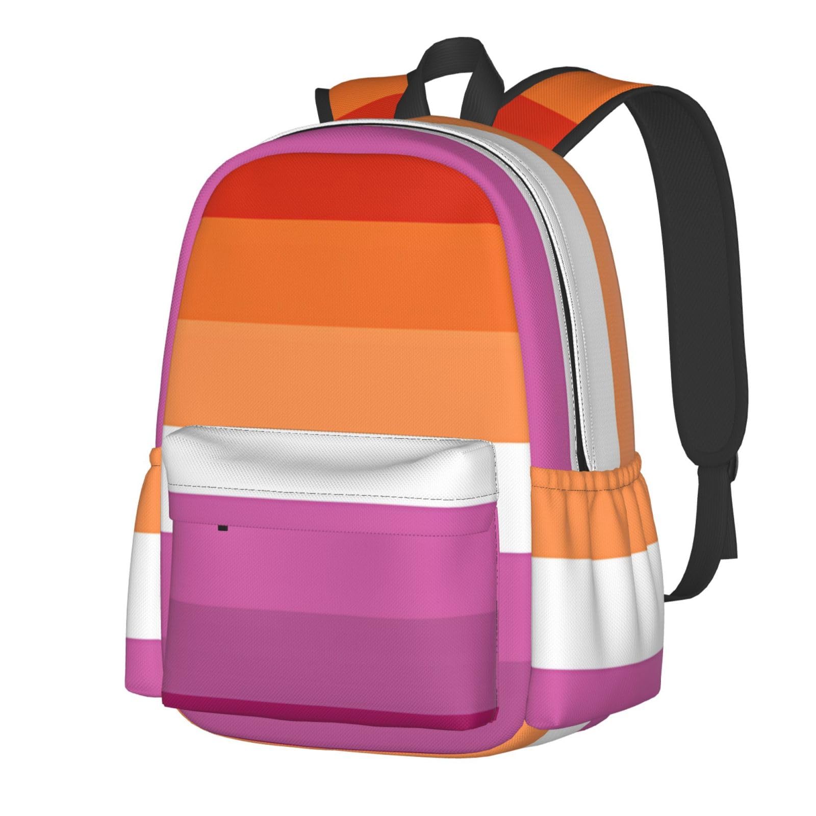 Nruairly Orange Magenta Lesbian Pride Flag Laptop Backpack Shoulder Bag Laptop Pack Travel Backpacks Commuter Back Pack Casual Daypack Bags With Side