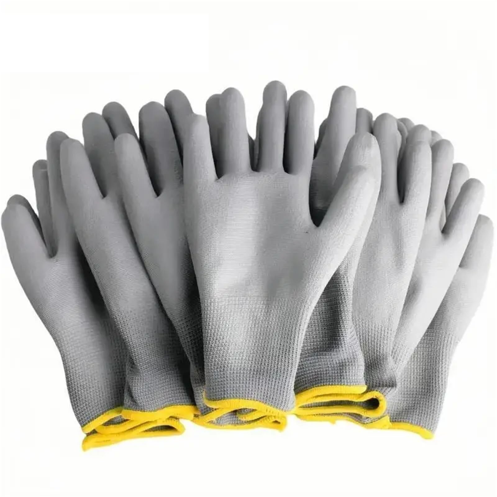 Compatible con 12 pares de guantes de trabajo de seguridad con revestimiento de palma negros y grises for trabajos de reparación y carpintería(Gray 12 pairs,M)