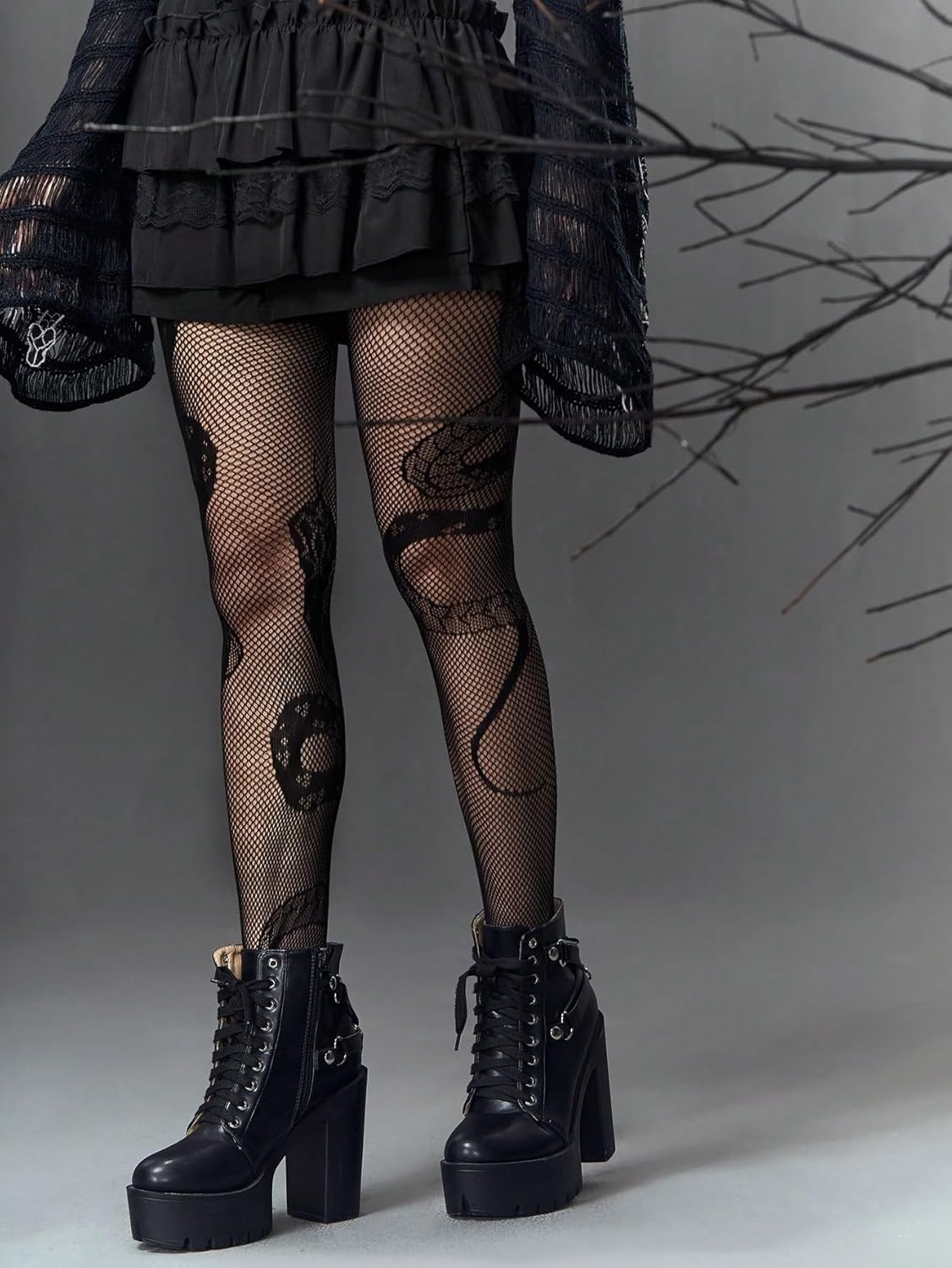 SHENHE Women's Patterned Fishnet Tights High Waist Pantyhose Floral Stockings - Image 4