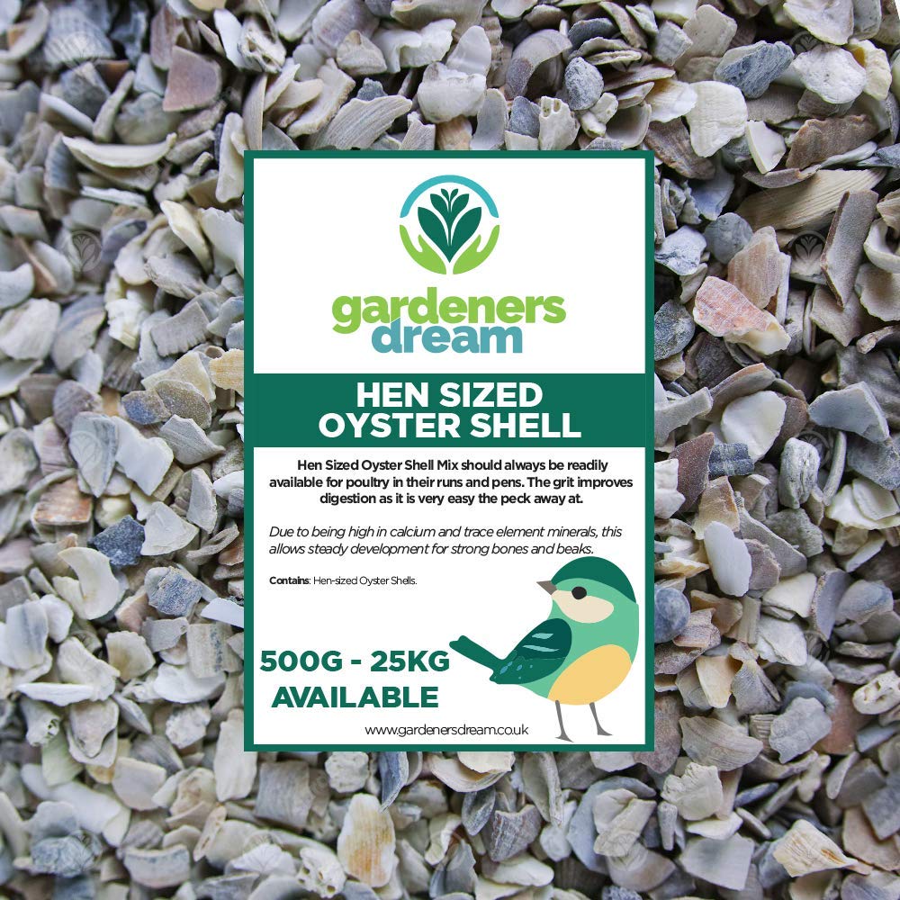 GardenersDream Hen Sized Oyster Shell | Premium Quality Poultry Feed | Calcium Filled Grit Food for Animals | Improves Digestion and Development for Strong Bones & Beaks | Natural Mixture (5kg)