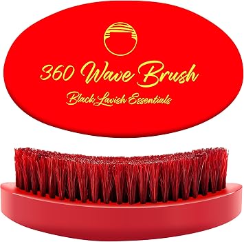 360 Wave Brush Build Deeper Wave Soft & Hard Boar Hair Curve Brush Medium Hard, Red