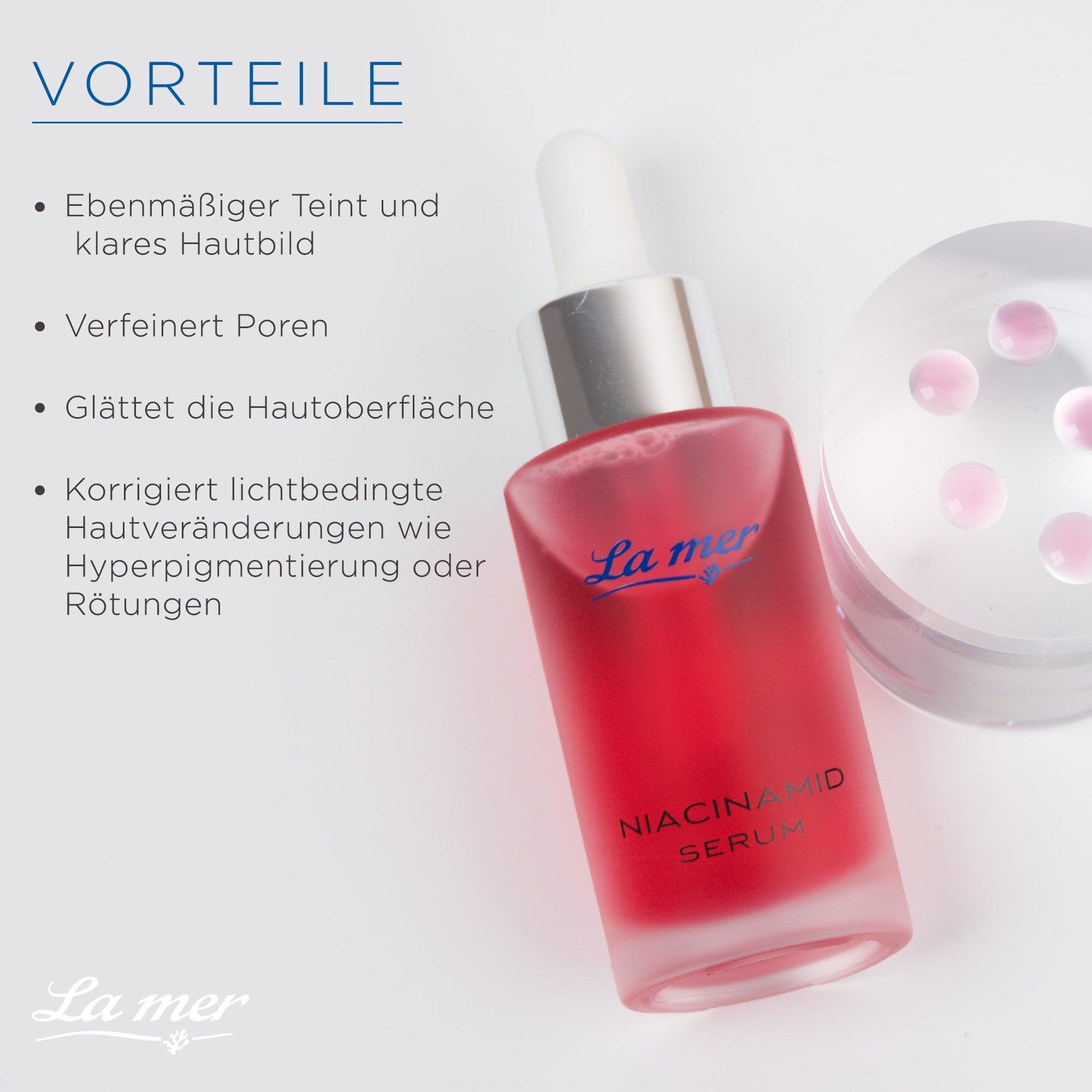 La mer Niacinamid-Serum, mit Meeresschlick-Extrakt, Made in Germany, 30 ml | Für die tägliche Gesichtspflege entwickelt; Für einen ebenmäßigen Teint und klares Hautbild; Dermatologisch getestet