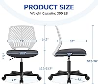 Vista 30 de Yaheetech Linda silla de escritorio para niños, silla de computadora pequeña sin brazos con soporte lumbar para adolescentes, respaldo bajo, Verde