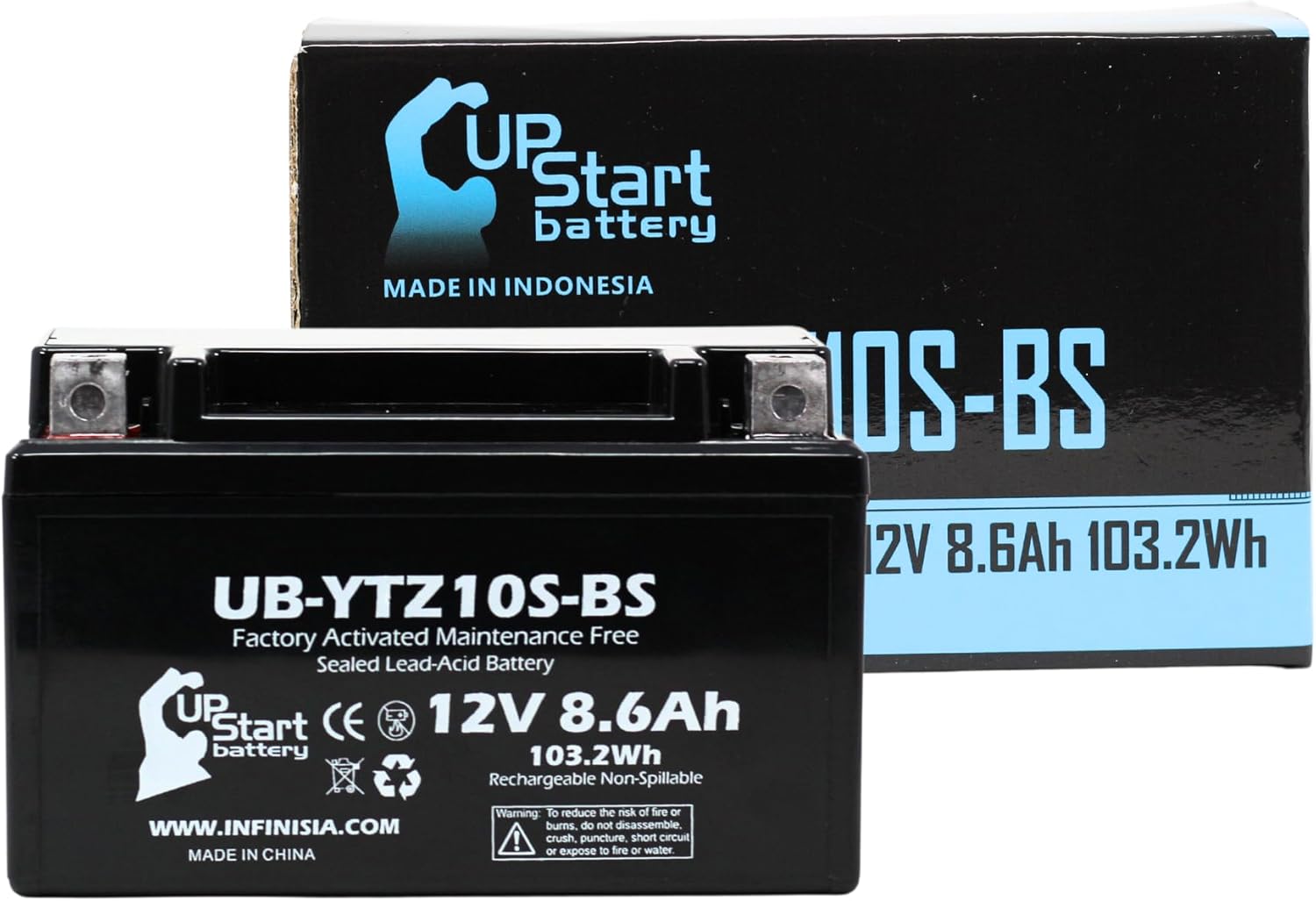 Replacement for 2009 Yamaha YZF-R6 (excl. R6S) 600CC Factory Activated, Maintenance Free, Motorcycle Battery - 12V, 8.6Ah, UB-YTZ10S-BS