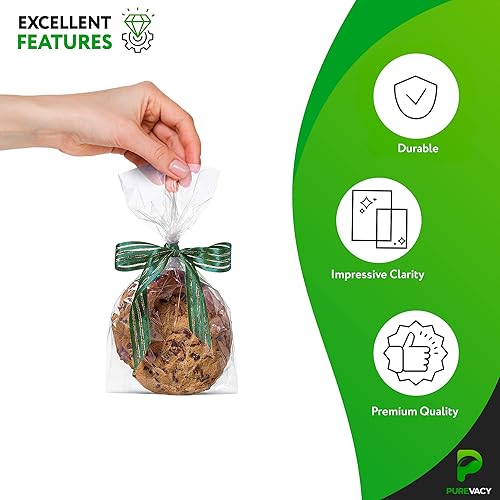 Miniatura 4 de PUREVACY Bolsas de plástico transparente con fuelle para regalos, 4 x 2 x 8 pulgadas. Paquete de 1000 bolsas de pan de plástico. Bolsas de regalo de