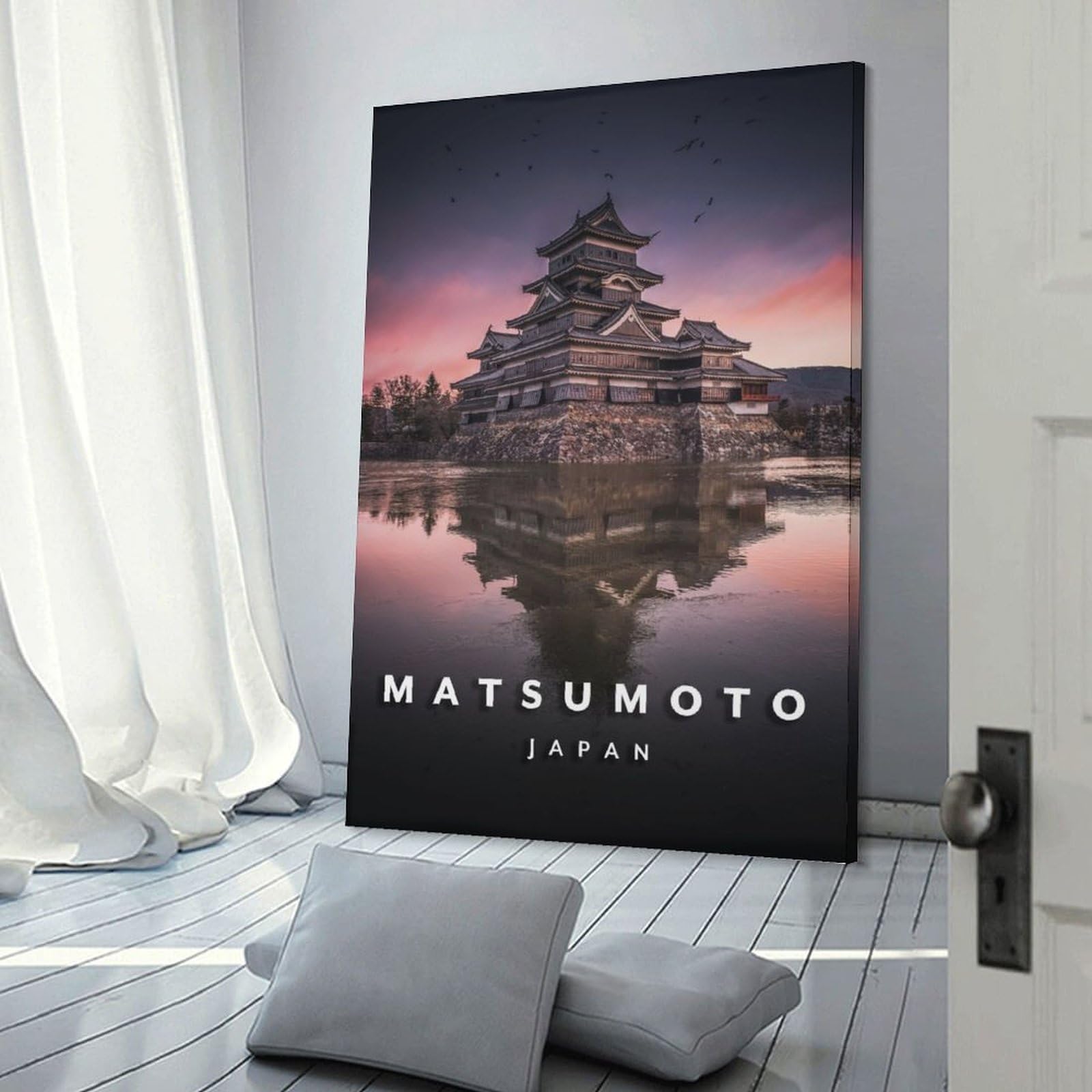 Junmoney Frame-Style-10 Matsumoto Castle Japan Canvas Wall Art 20X30inch(50X75cm), For Wall Displays, Bedrooms Or Room Updates, Ideal For Building A Coordinated Art Wall