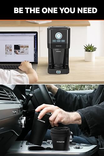 Miniatura 5 de Cafetera de una sola porción con 11 oz. Taza de café de viaje de acero inoxidable, intensidad de preparación ajustable, filtro permanente, color