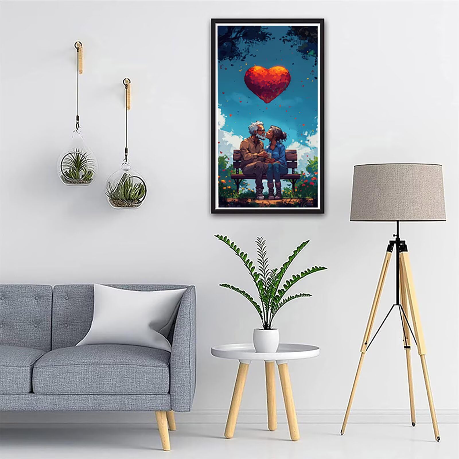Dipingere con i Numeri Adulti Coppia, Dipingere con i Numeri Cuore, Fai da te Paint by Numbers per Principianti, Hobby Creativi Adulti, Painting by Numbers per Decorazioni Casa Regalo 80x160cm 4-9765