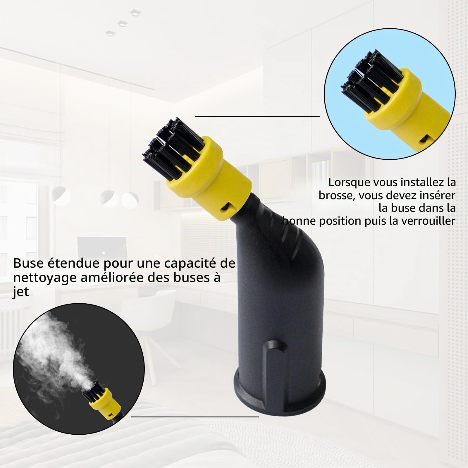Lot de 13 accessoires pour nettoyeur vapeur Kärcher SC1 SC2 SC3 SC4 SC5, buse manuelle pièces de rechange 2.884-280.0, brosse ronde, brosses à joints, raclette de fenêtre, chiffon en microfibre,