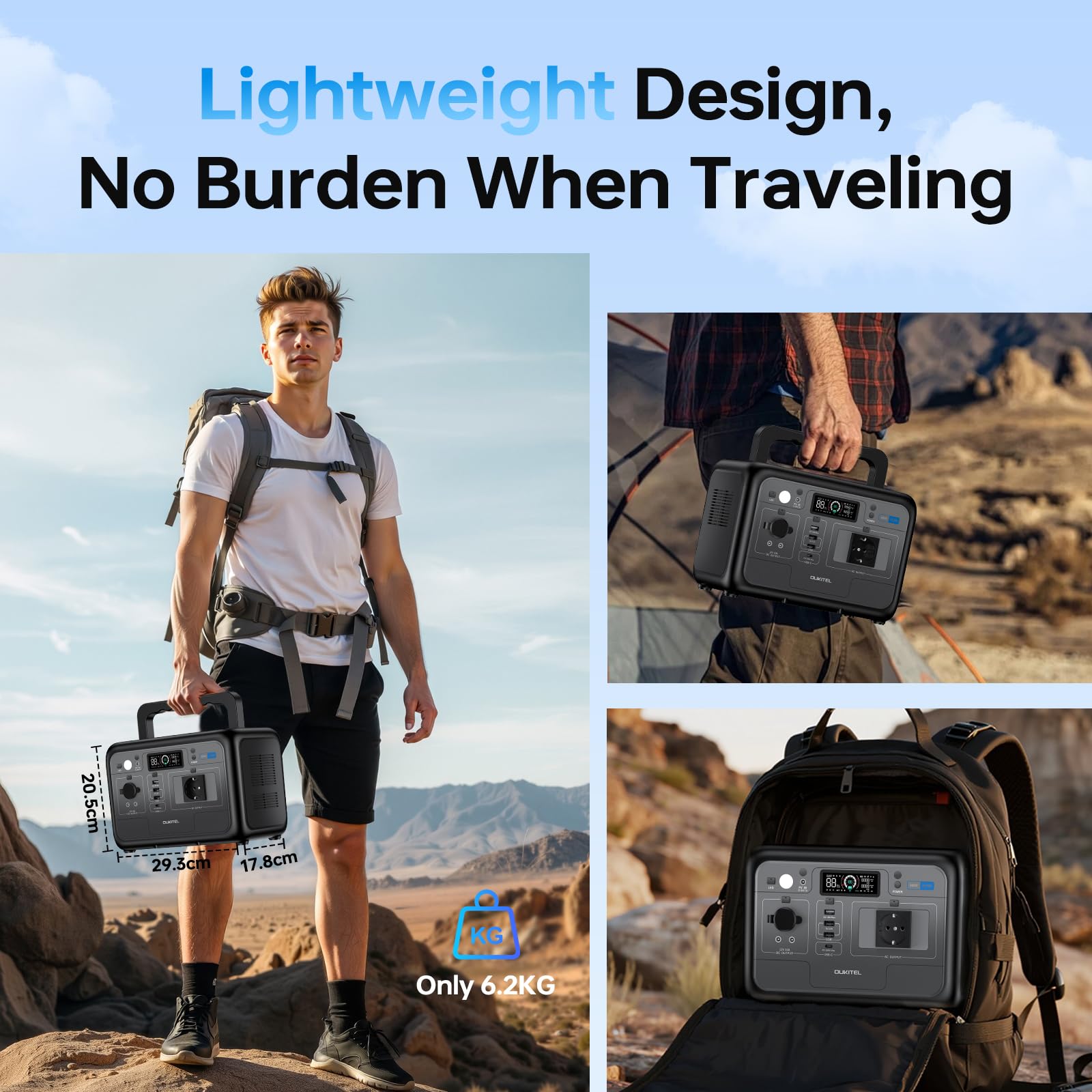OUKITEL P800E Estación de Energía Portátil 512Wh, Generador Solar LiFePO4 | 800W AC (Pico 1600W), Carga Rápida en 1 Horas, Power Station Para Camping, Viajes, Cortes de Luz, Emergencias