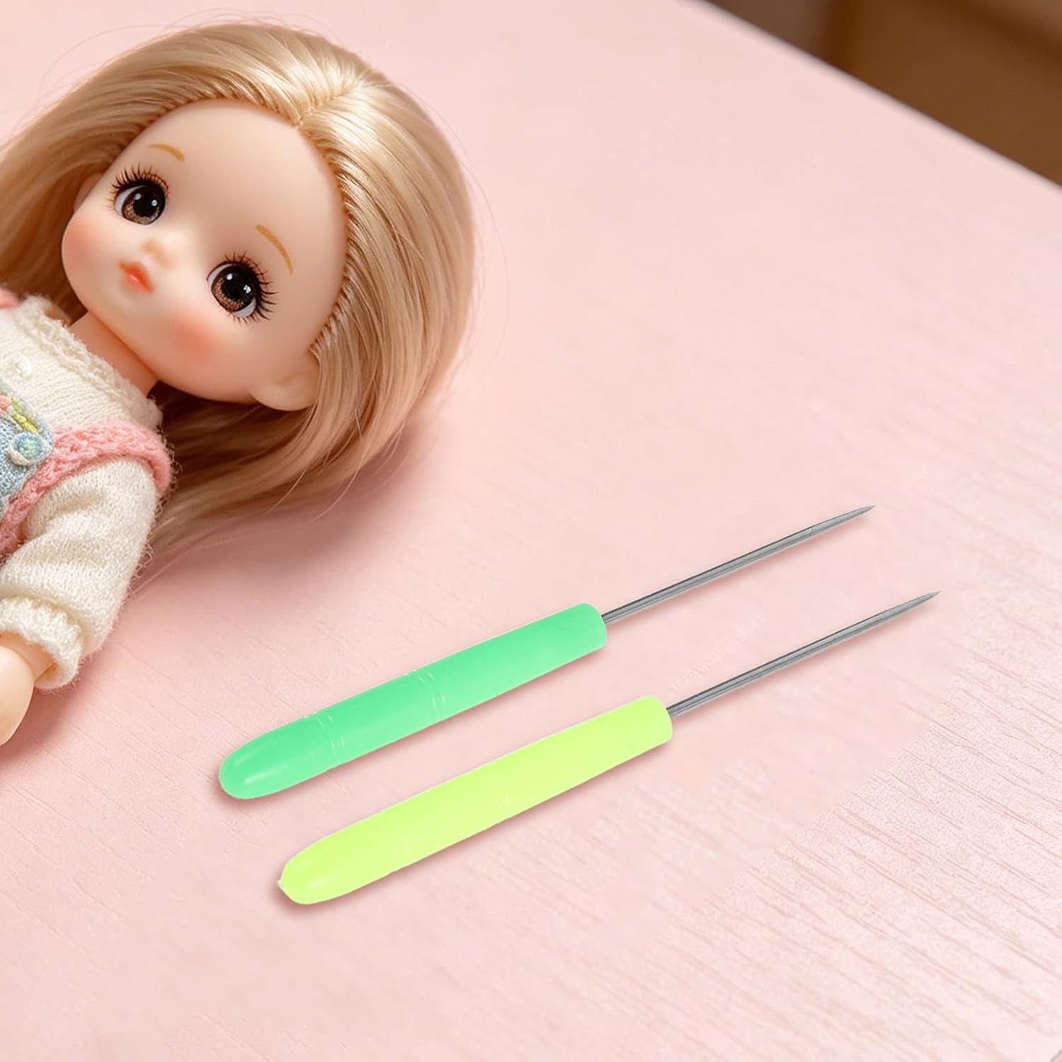 OSOLADY 1 Set Crochet Needles for Hair - Doll Wig Rooting Holders - Metal Rooting Needles Making Kit - Hair Making Accessories for Girls Creative Play Party Decorations