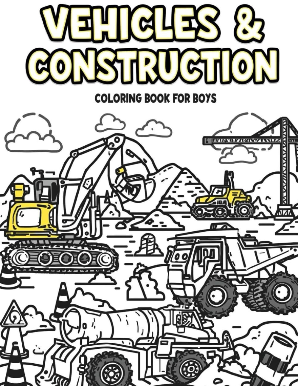 Vehicles & Construction: Coloring Book for Boys