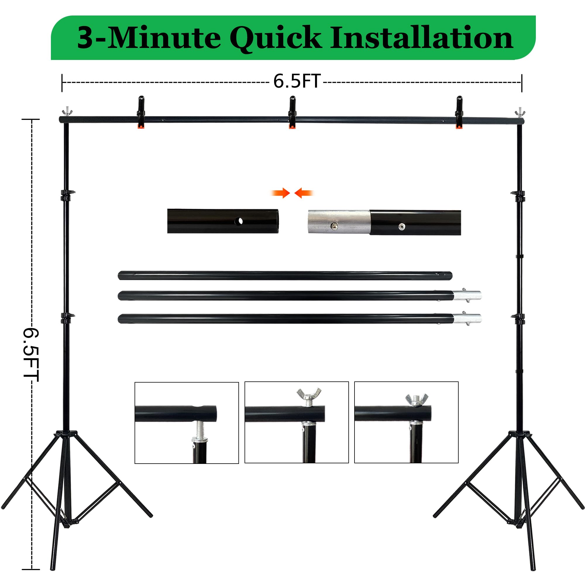 Kit di supporto 2 in 1 per sfondo verde, 2 x 2 m, kit portatile a doppia asta con sfondo verde da 1,8 x 2,1 m, poliestere di alta qualità per streaming video, servizi fotografici ritratti