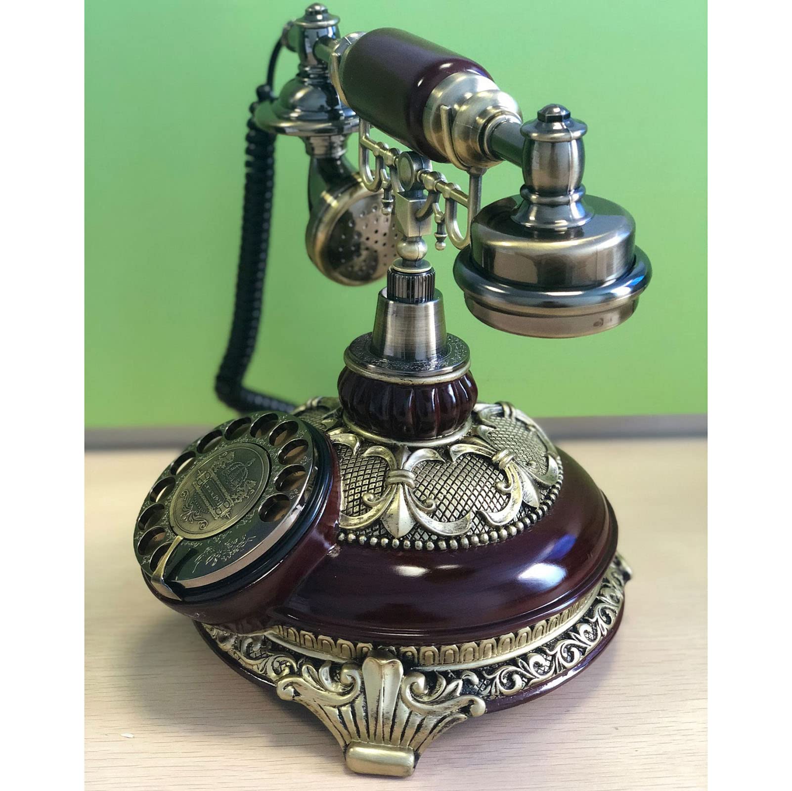 Telefon stacjonarny retro, zabytkowy, obrotowy, biurkowy, telefon z tarczą, telefon domowy, dekoracyjny