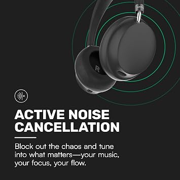 Raycon Essential Bluetooth Headphones - Over The Ear, Active Noise Cancelling Wireless Headphones + Awareness Mode, Bluetooth Headset with Mic, 50 Hours of Battery Life (Black)
