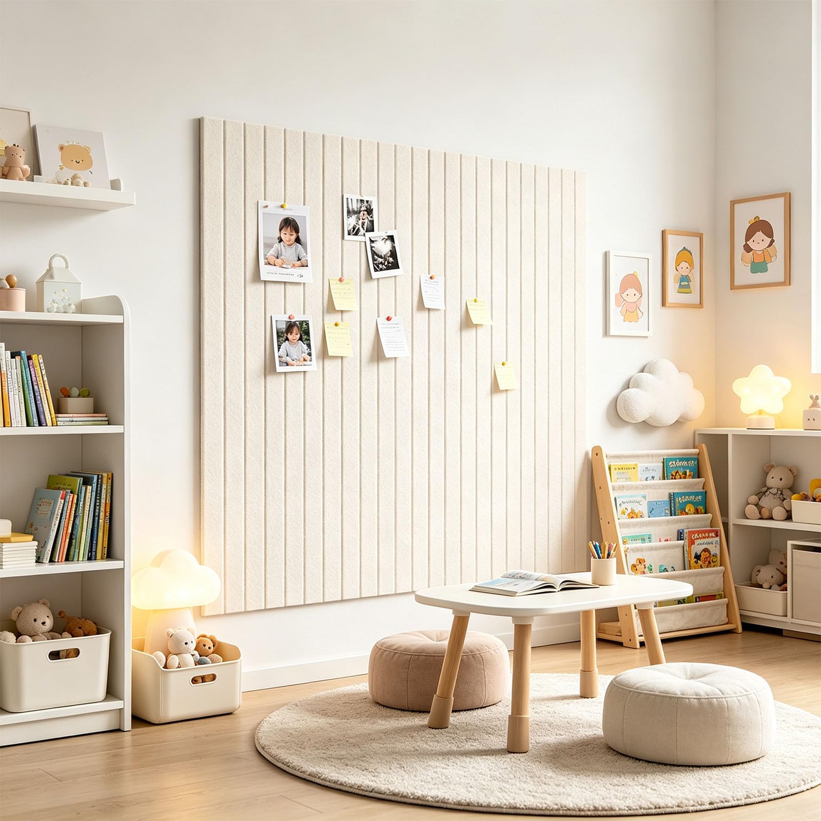 12 Stück Große Filz Pinnwand Selbstklebend 120x90cm, Dekorative Vision Board Fotowand Pin Board Memoboard, Polyester Filz Schallabsorber mit Rillenmuster, für Büro, Küche, Wohnzimmer (30cm,Salbeigrün)