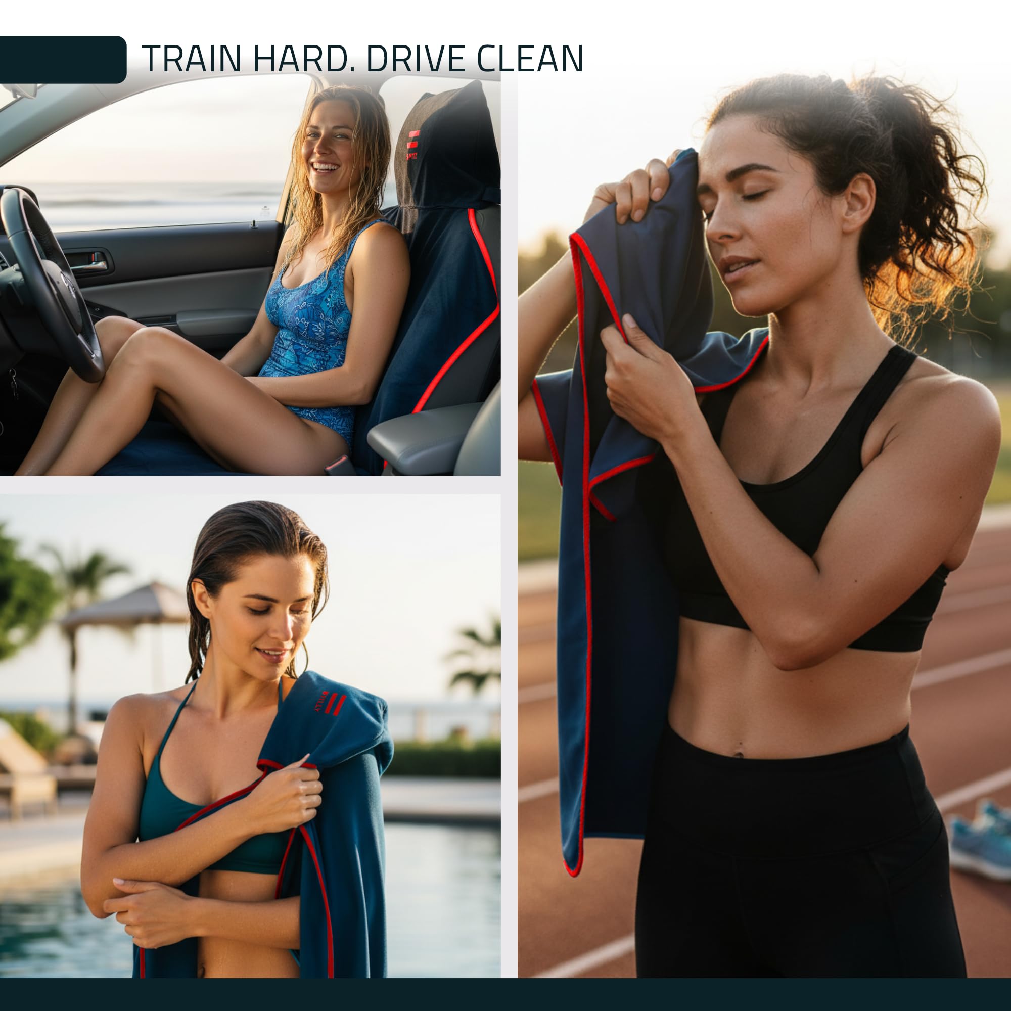FITLY Toalla de Triple Uso | Toalla de baño de Felpa ecológica para Personas activas | Toalla, Funda de Asiento Impermeable y Almohada de Viaje en 1 | Toallas para el Gimnasio