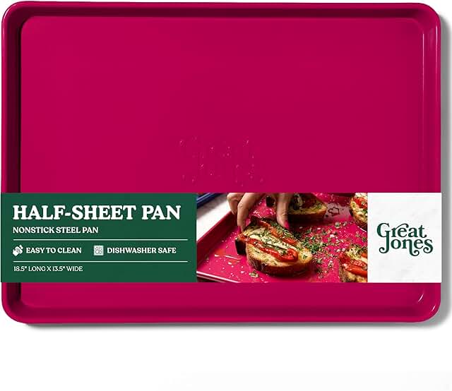 Great Jones Holy Sheet Pan (Raspberry) | Nonstick, Half-Sheet Pan | Alum...
