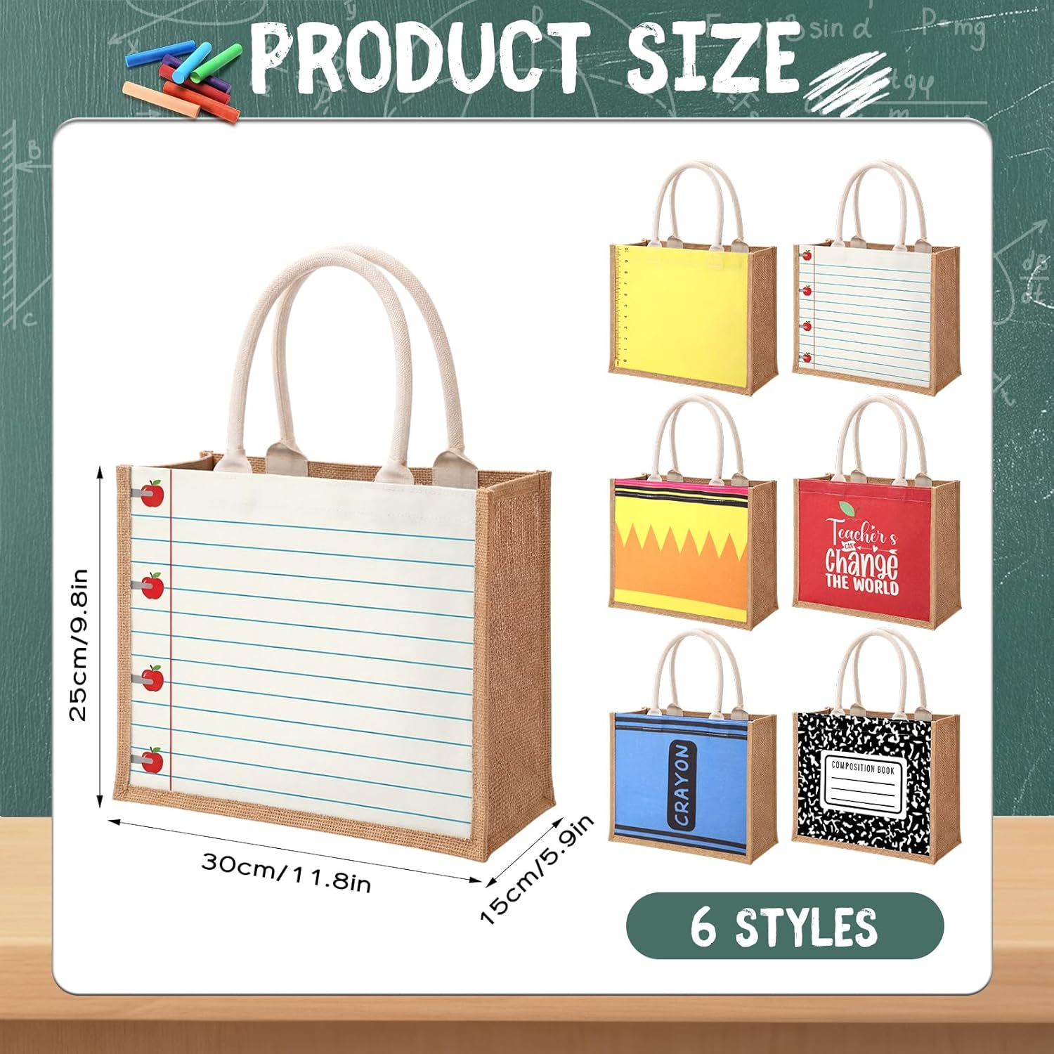 Teacher Appreciation Gift Bags Bulk for Women Burlap Tote with Handle Thank You Handbag from Students for Graduation