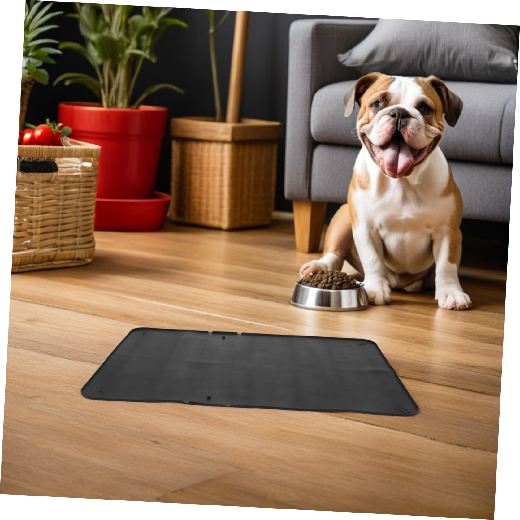 Generico Porta Traversine Tappetino Igienico in Silicone Nero Antiscivolo per per Cani Pieghevole Salvaspazio per Addestramento e Viaggi e Adatto a Maschi e Femmine