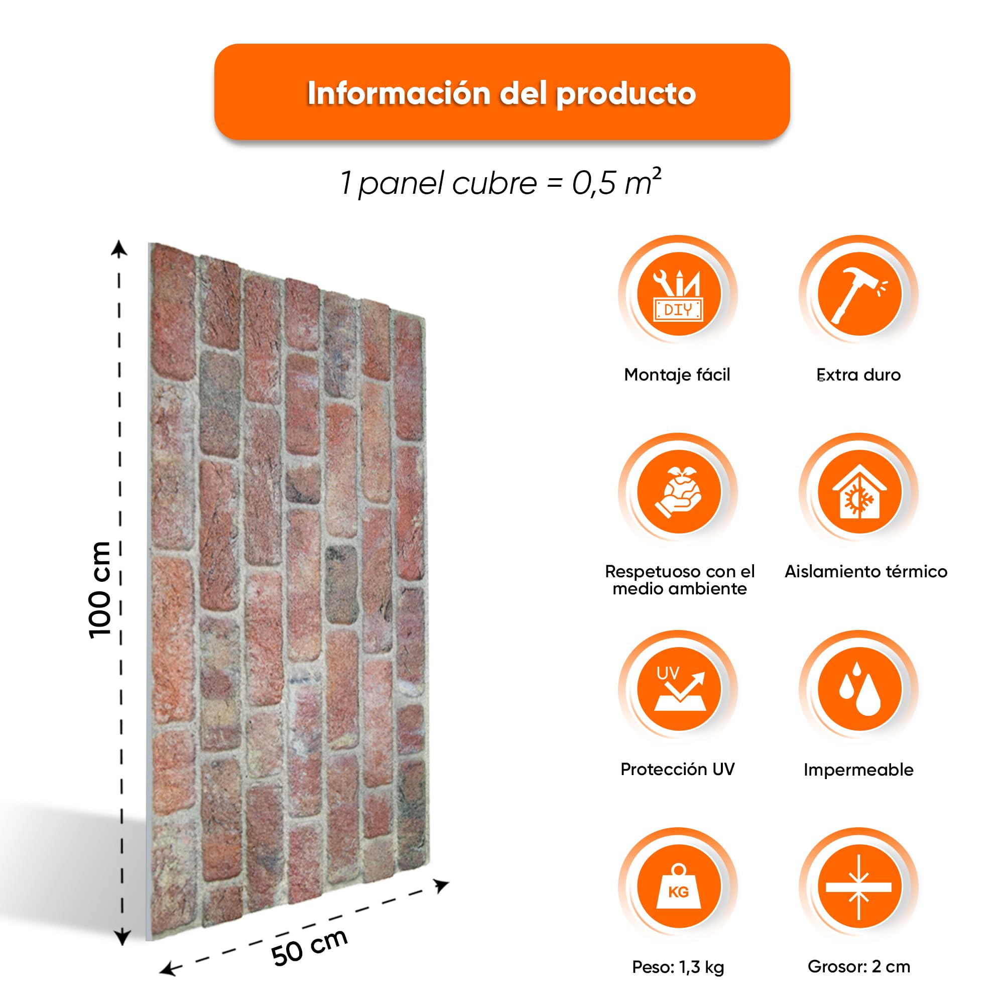 IZODEKOR Paneles de pared 3D de poliestireno expandido, revestimiento de pared con sellado adhesivo, rojo ladrillo (Steinbrücke) (10 paneles y 4 selladores adhesivos incluidos)