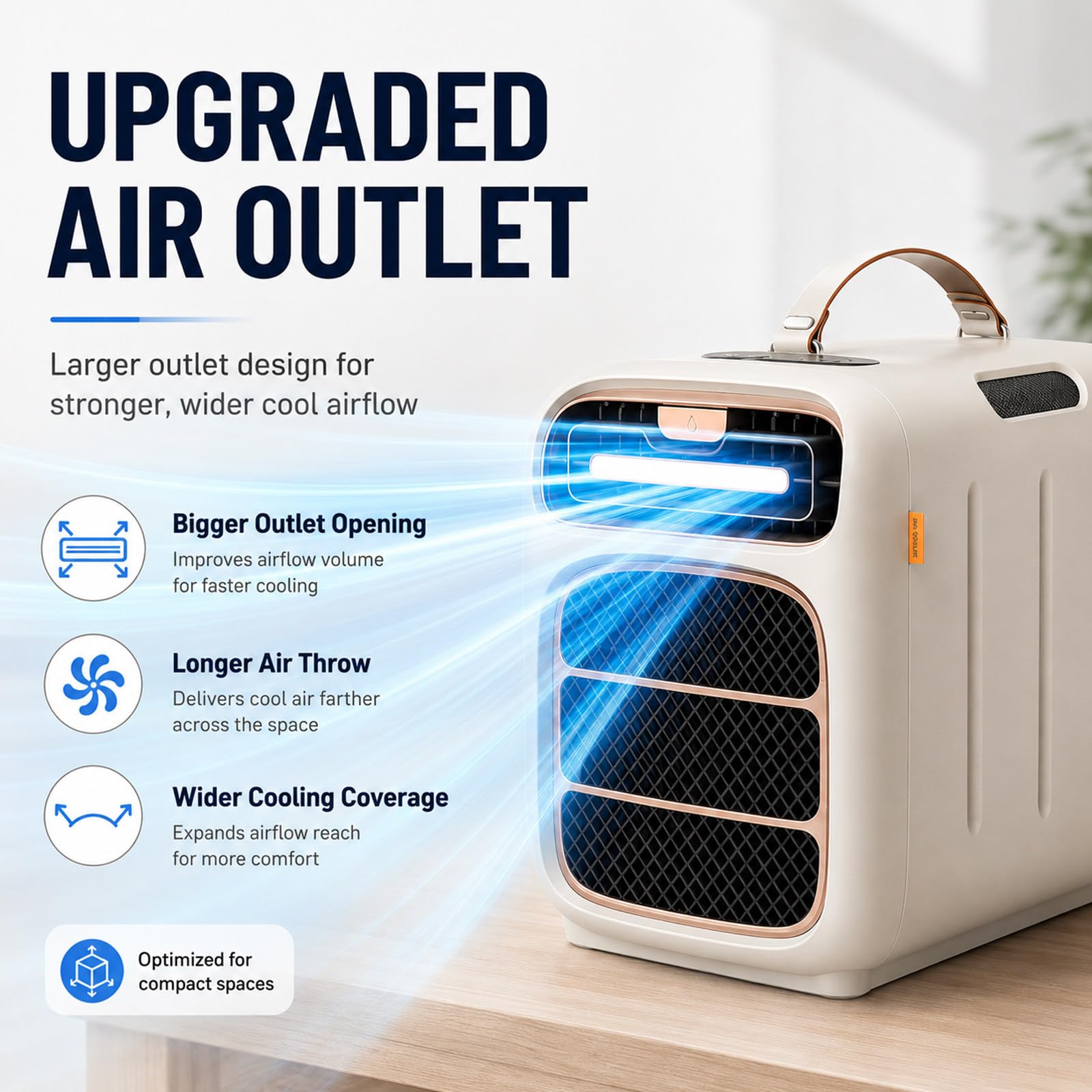 Condizionatore Portatile Campeggio 5000BTU Solo Freddo Camper 8-10m² AC | Raffreddamento Rapido Piccole Stanze | Flusso D'Aria Costante Caldo | Controlli Touch Semplici Maniglia Trasporto