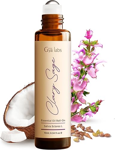 Gya Labs Aceite esencial de salvia clary roll-on Regalos para la salud y la relajación de las mujeres Hecho con aceite esencial de salvia de