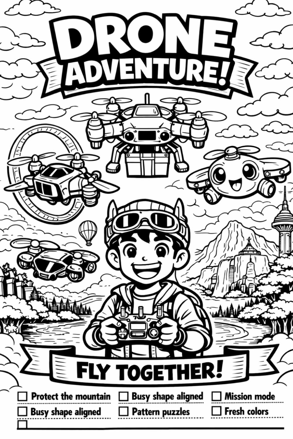 Drone Adventure Activity Book (Drone Adventure Activity Coloring Books)