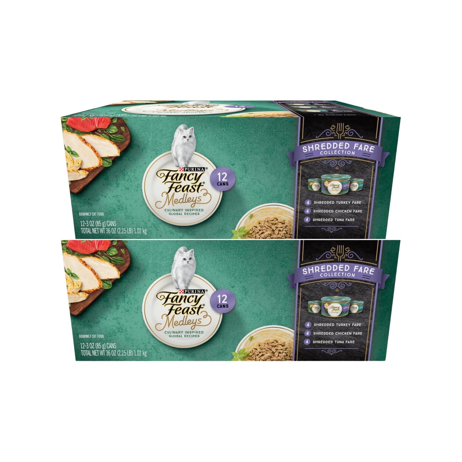 Fancy Feast Elegant Medley`s Shredded Fare Collection Variety Pack Canned Cat Food 24-3oz Cans