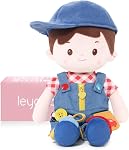 LeyaDoll Soft Bady Educational Soft Baby Doll(16''), Learning Sensory Doll pour les tout-petits, Montessori Jouets pour 2-Year-Old Filles Noël, Cadeaux d'anniversaire, Jouet en peluche avec Bouton-Busy Cupcake-Girl