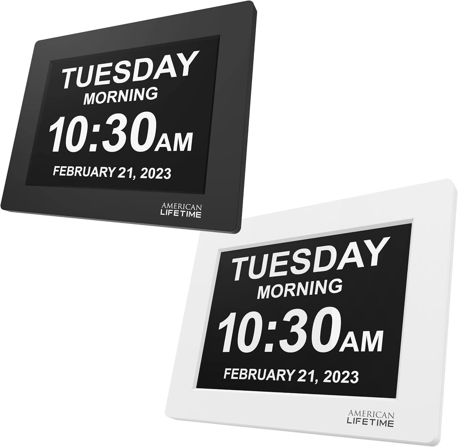 American Lifetime 8" Black + 8" White Day Clocks Home