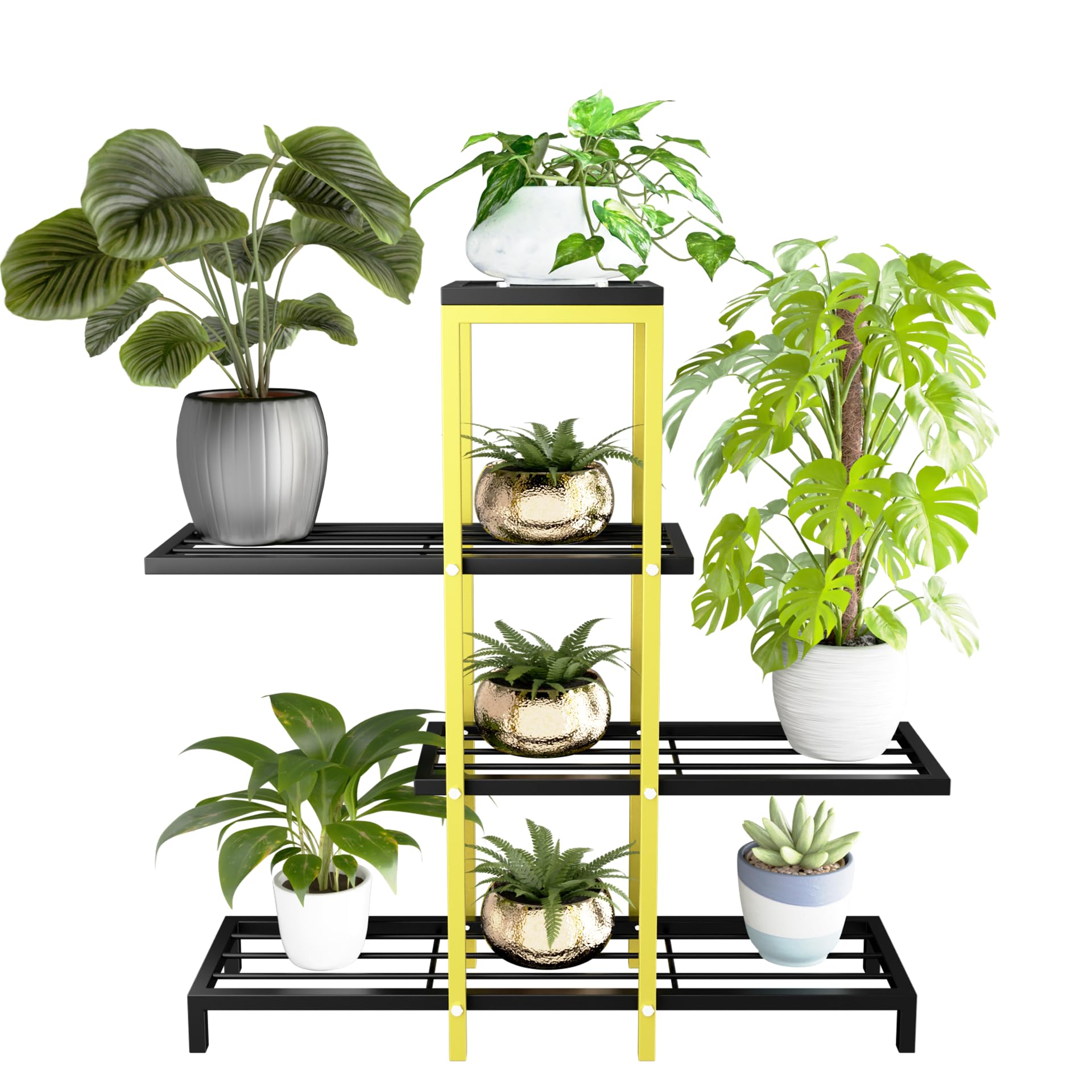 MILAD Plant Stand For Balcony Metal Pot Stand for Garden | Planter Stand | Indoor & Outdoor Planters | Flower Pot Stand | Home Décor (Black & Yellow) (B0DGF8KC96) Amazon Price History, Amazon Price Tracker