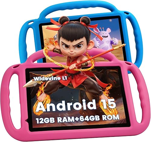 Miniatura 2 de Tablet para niños Henadigi, tablet Android 15, 12 GB RAM 64 GB ROM 1 TB de expansión, pantalla táctil FHD de 10 pulgadas 1280x808, cámara dual