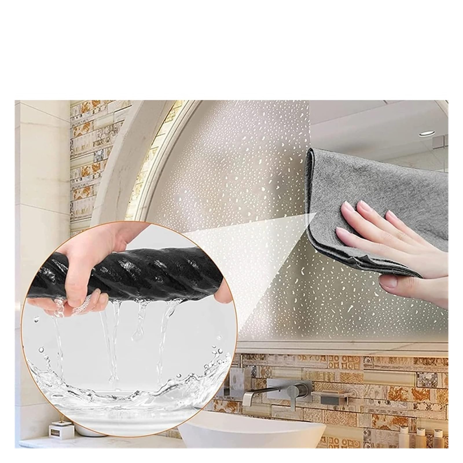 Pano de Limpieza de Microfibra Gruesa, Toalla Reutilizable | Gris, 20 x 30 cm, 30 x 30 cm, 30 x 40 cm, para ventana, vidrio y cocina(30x40cm,B)