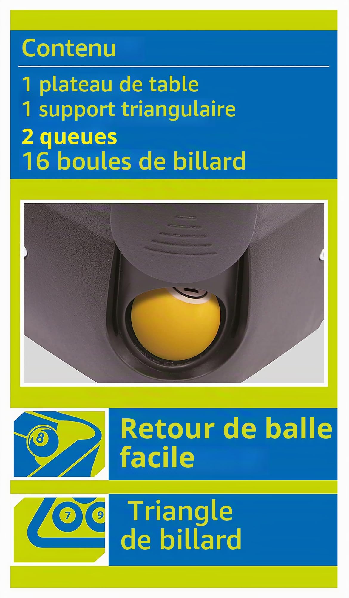 SCHILDKRÔT Mini billard de table, (L)500 x (P)30 x (H)90 mm