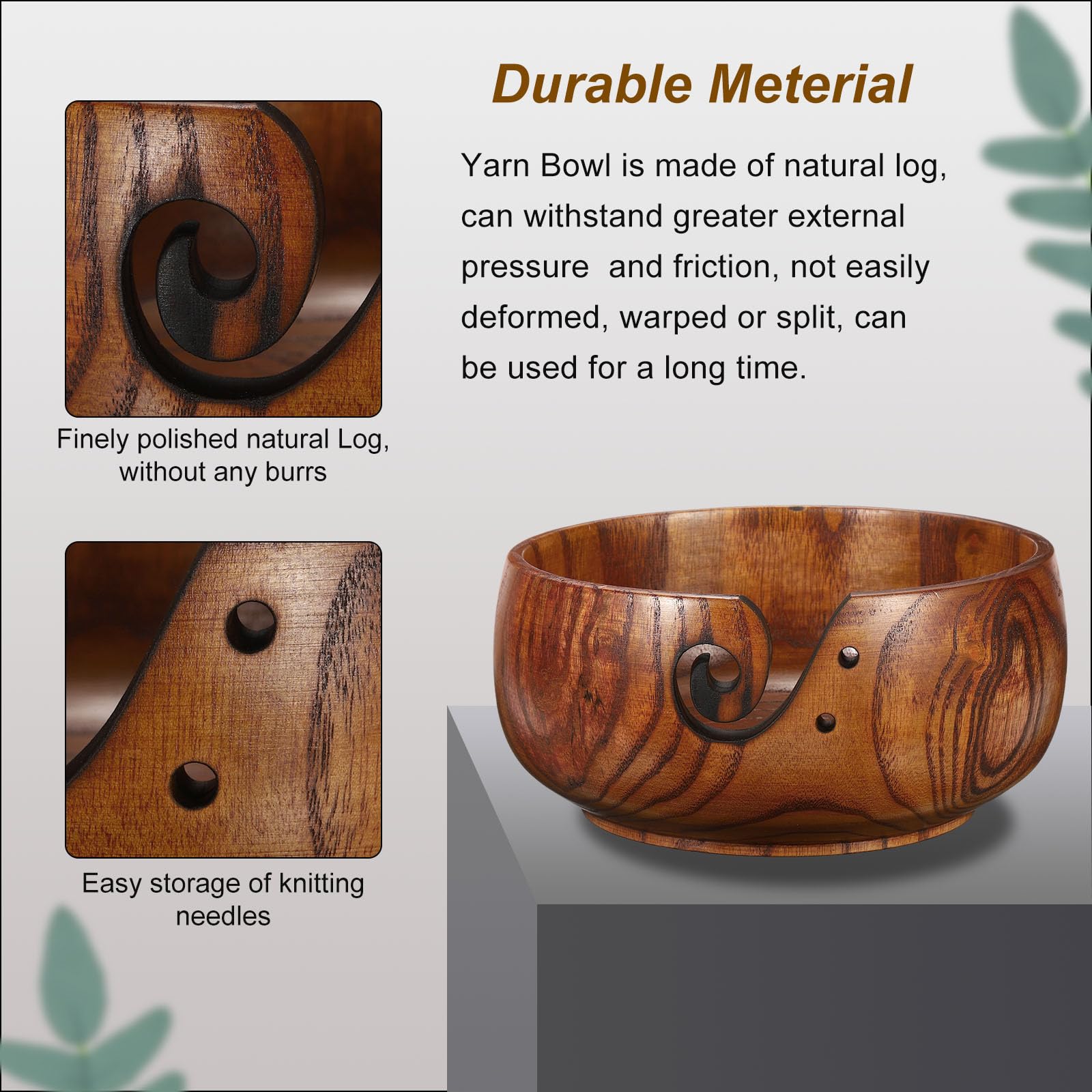 PATIKIL Wooden Yarn Bowls for Crocheting Bamboo Yarn Knitting Bowl Yarn Storage Bowls Yarn Holder Dispenser for Crocheting and Knitting 6" x 3" - Image 3