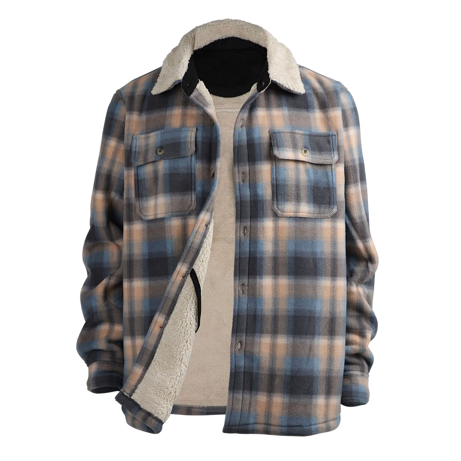 Gary Com Mens Flannel Jacket Sherpa Lined Plaid Heavyweight Fleece Shacket Casual Long Sleeve Warm Winter Outwear
