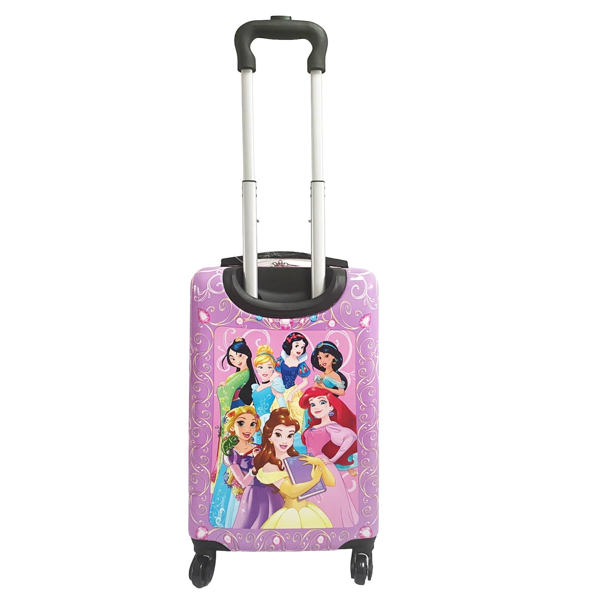 Disney Princess Luggage 20 Inches Hard-Sided Rolling Spinners Carry-On Tween Travel Trolley Suitcase for Kids - Pink