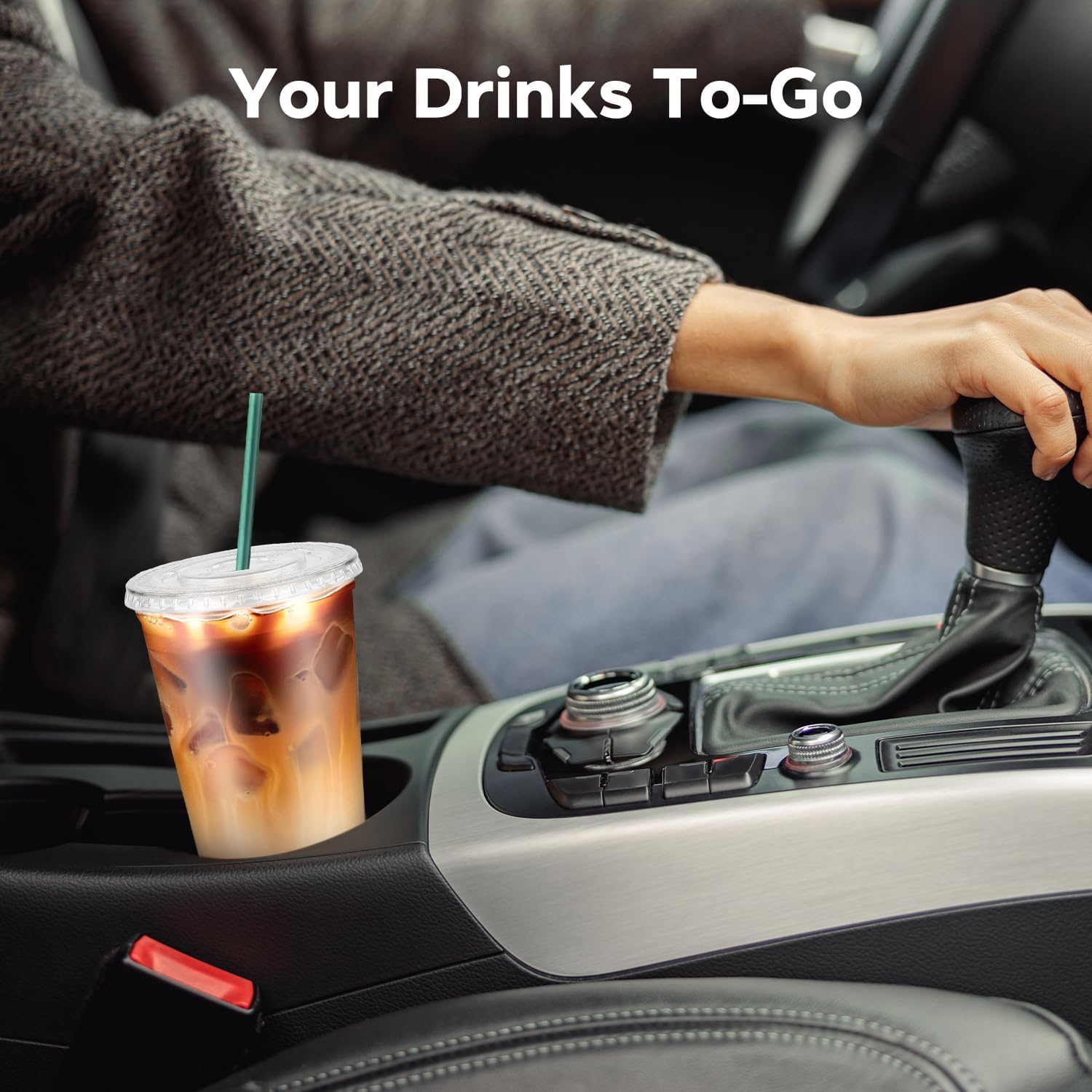 50PCS 16 oz Clear Plastic Cups with Lids and Dark Green Straws, Round Bottom Disposable To Go iced Coffee Cups, BPA Free Bubble Tea Smoothie Cups for Coffee Shops, Picnic, Christmas, Holiday - Image 6